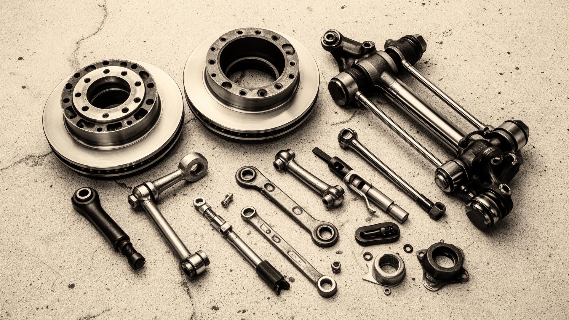 Heavy duty truck brake drums and suspension components